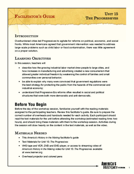 The Progressives Unit Plan