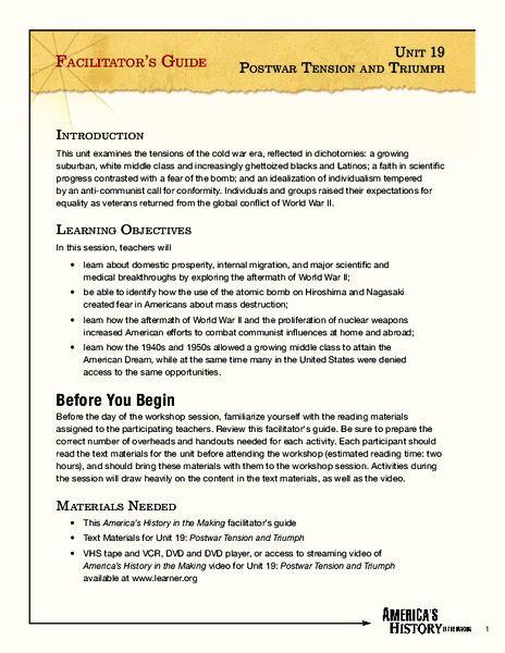 Postwar Tension and Triumph Unit Plan