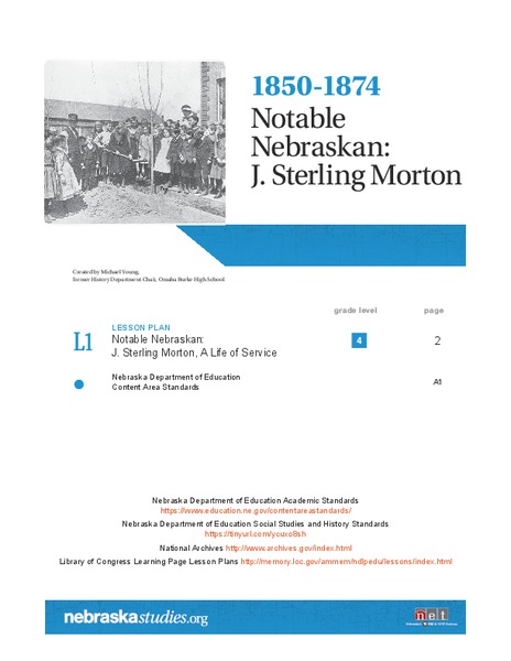 1850-1874 Notable Nebraskan: J. Sterling Morton Lesson Plan