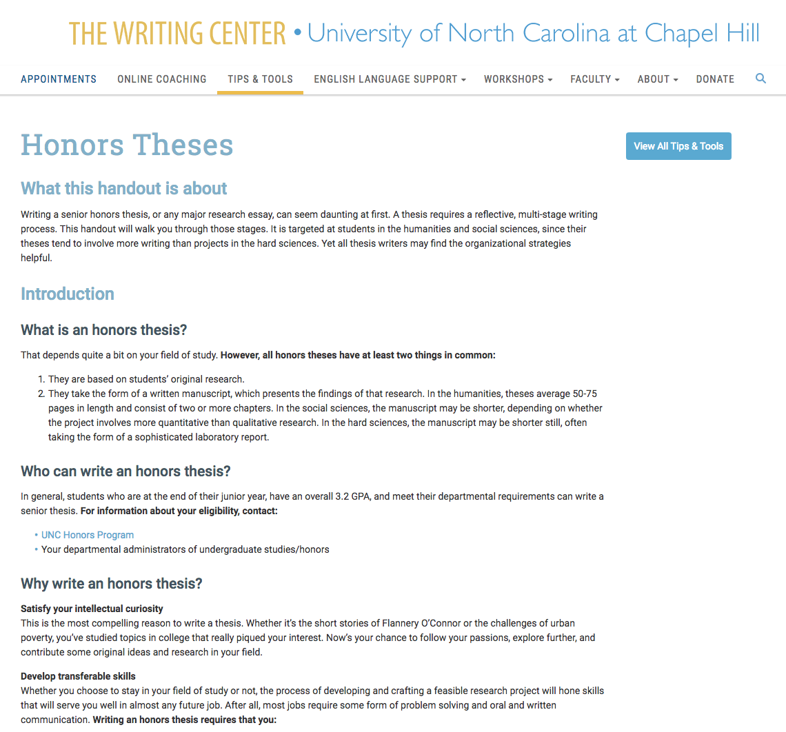 Honors Theses Website