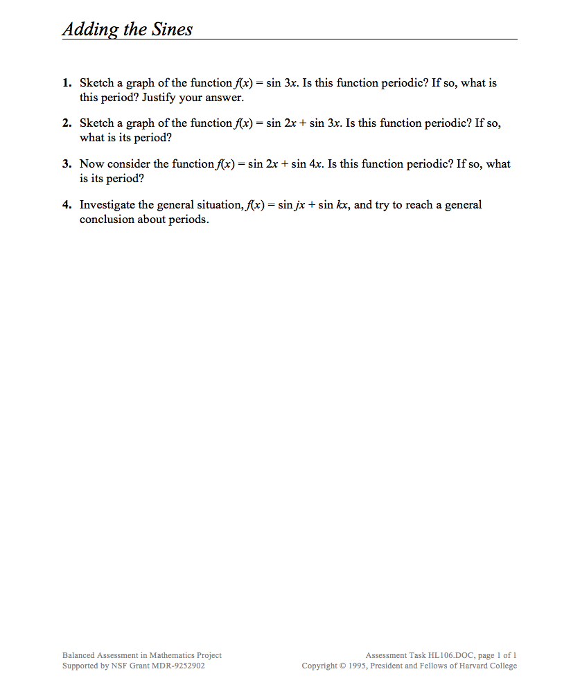 Adding the Sines Assessment