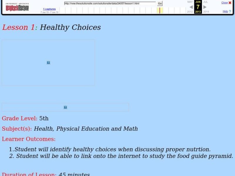 Healthy Choices Lesson Plan