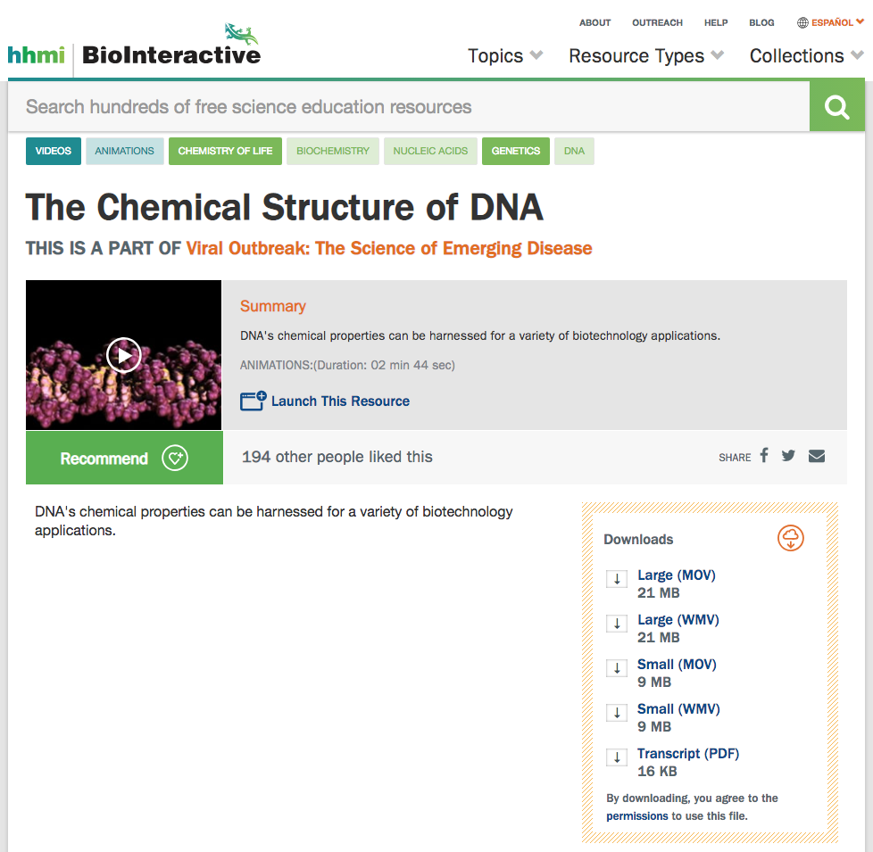 The Chemical Structure of DNA Instructional Video