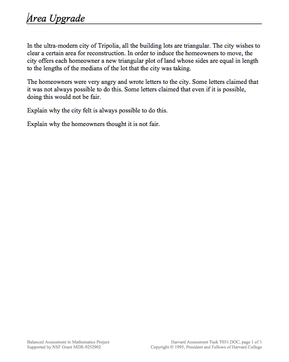 Area Upgrade Assessment