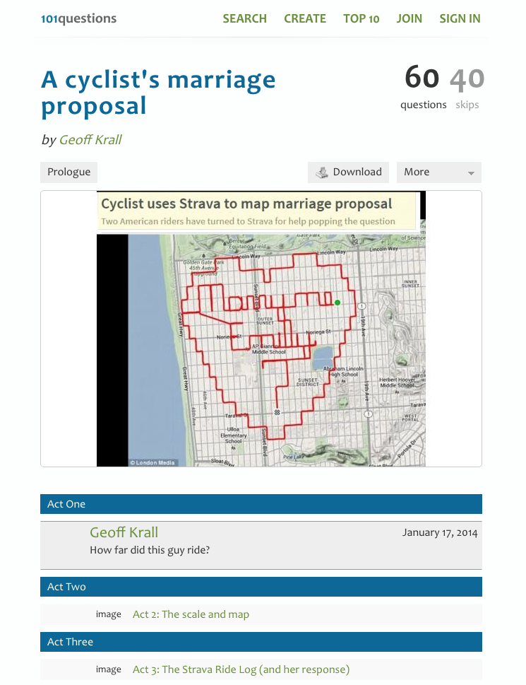 A Cyclist's Marriage Proposal Activity