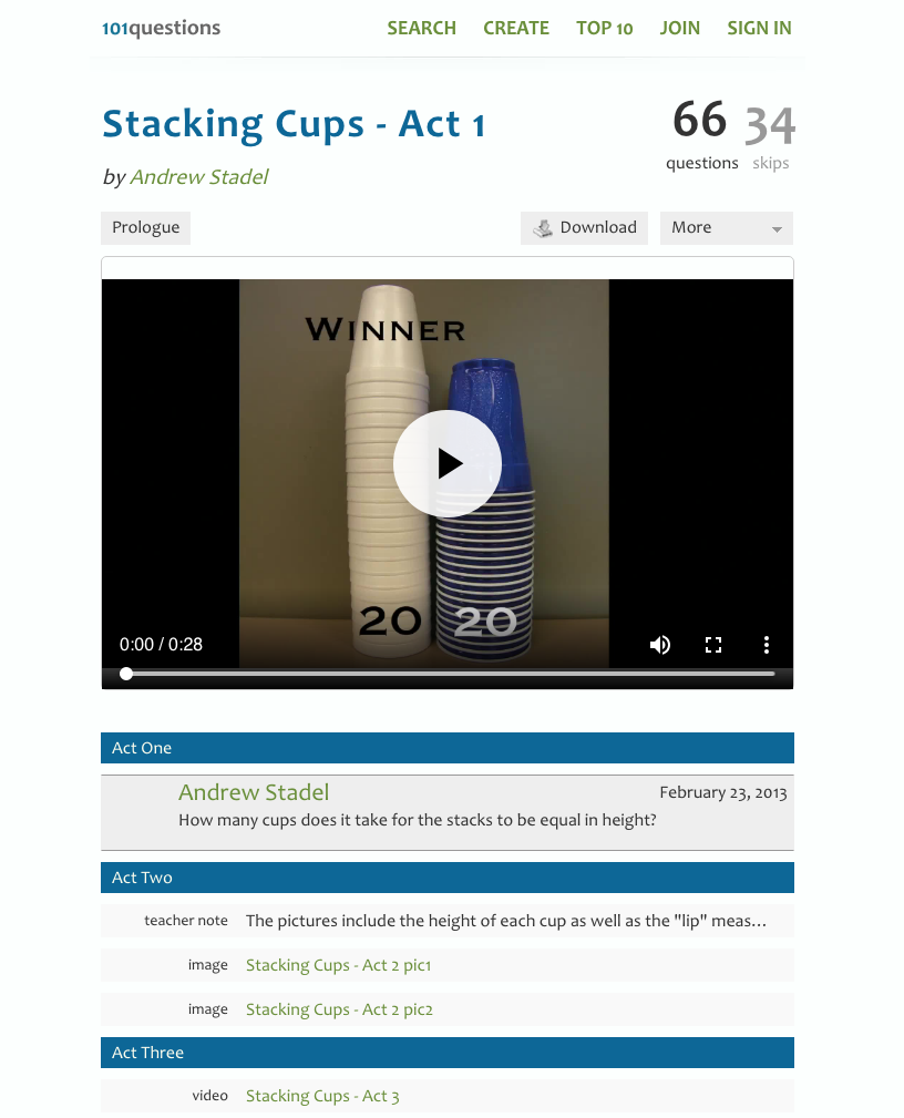 Stacking Cups Activity