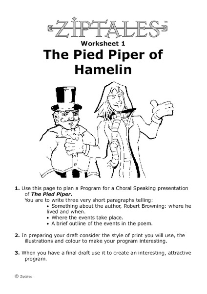 The Pied Piper of Hamelin Activity