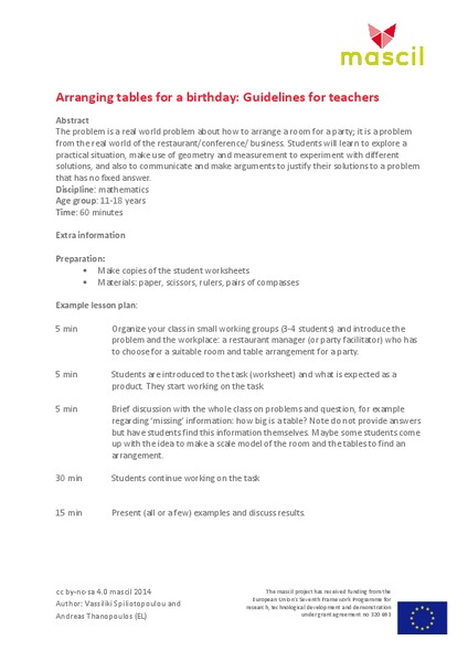 Arranging Tables for a Birthday Lesson Plan