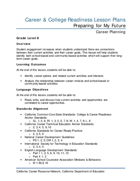 Preparing for My Future Lesson Plan