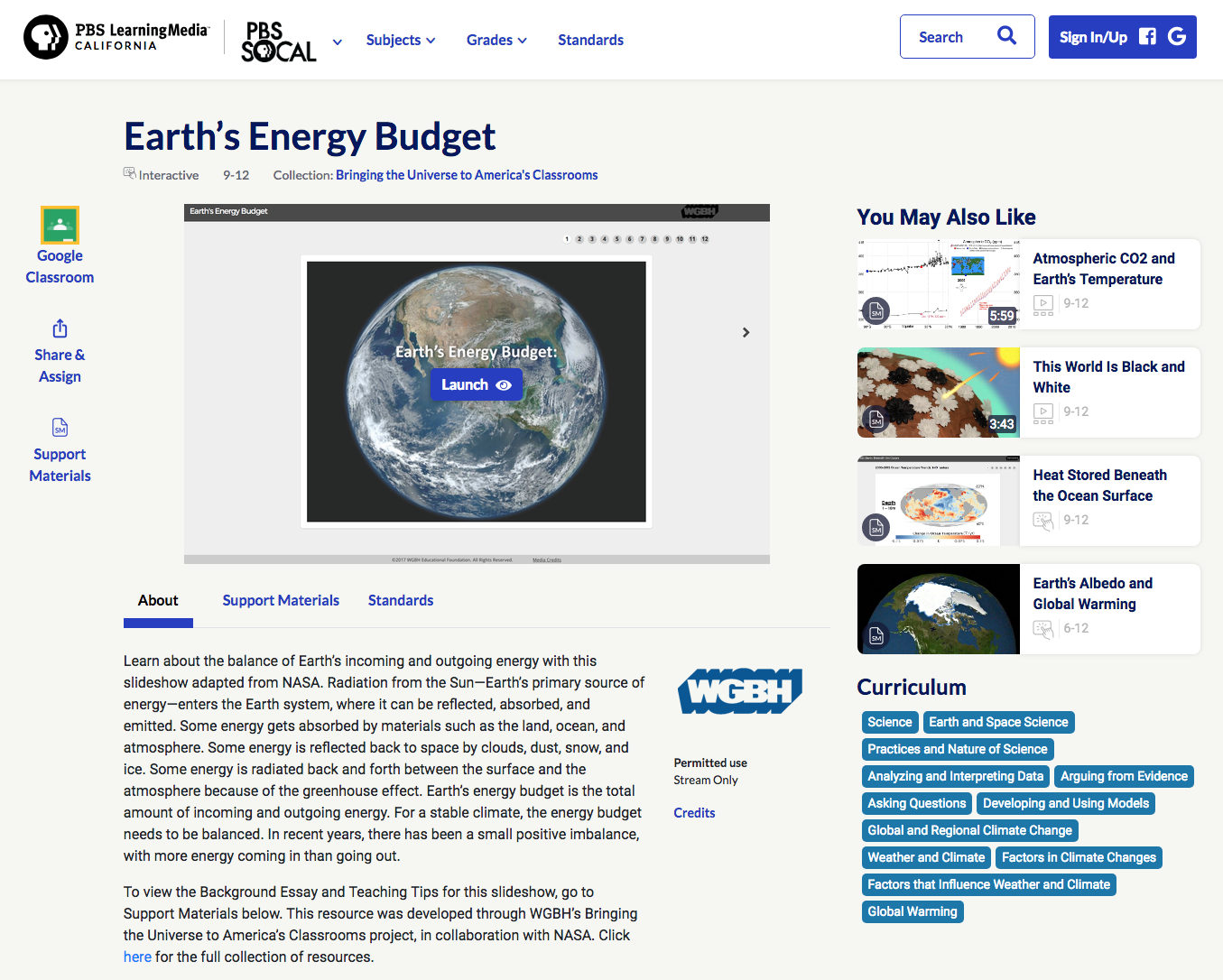 Earth’s Energy Budget Interactive