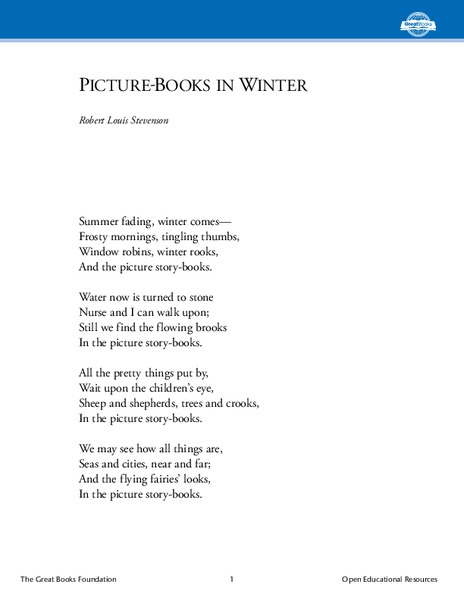 Picture-Books in Winter Worksheet