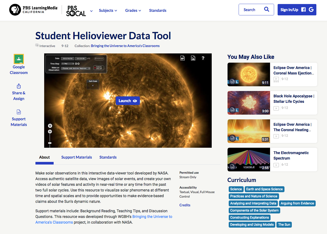 Student Helioviewer Data Tool Interactive