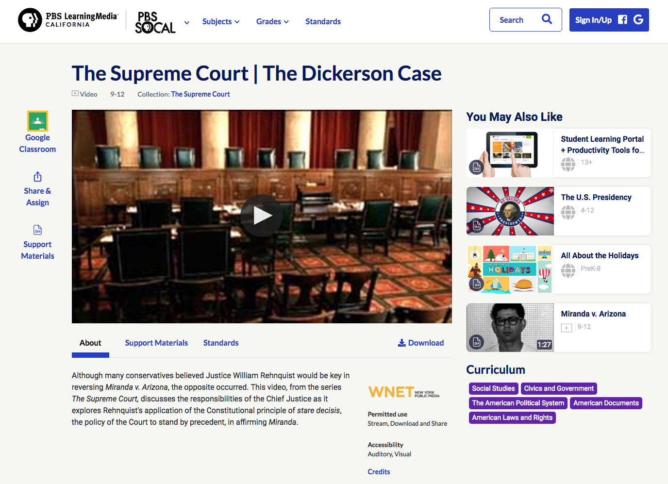 The Supreme Court: The Dickerson Case Instructional Video