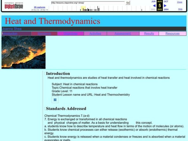 Heat and Thermodynamics Lesson Plan