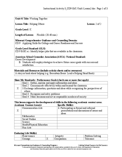 Helping Others Lesson Plan