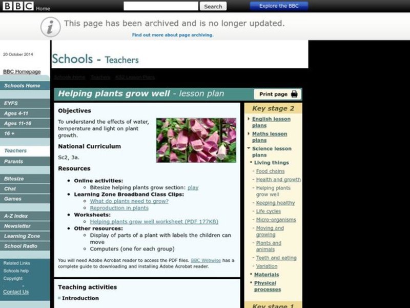 Helping Plants Grow Well Lesson Plan