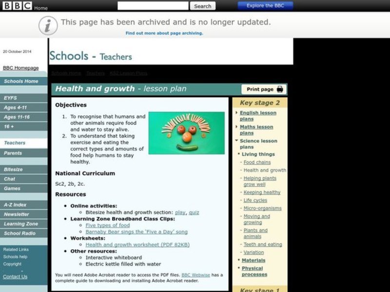 Health and Growth Lesson Plan