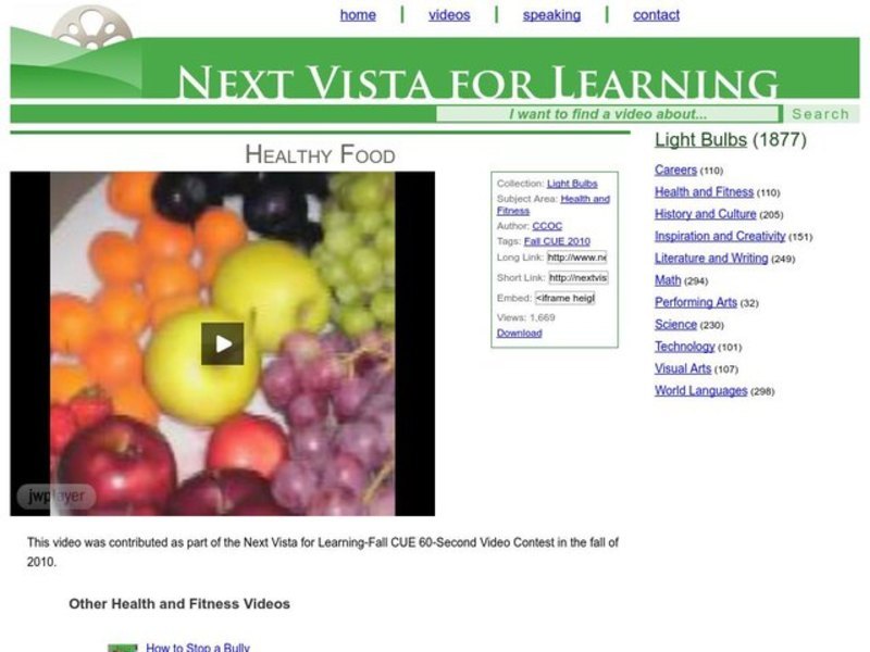 Healthy Food Instructional Video