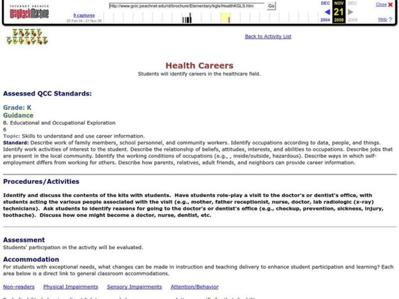 Health Careers Lesson Plan