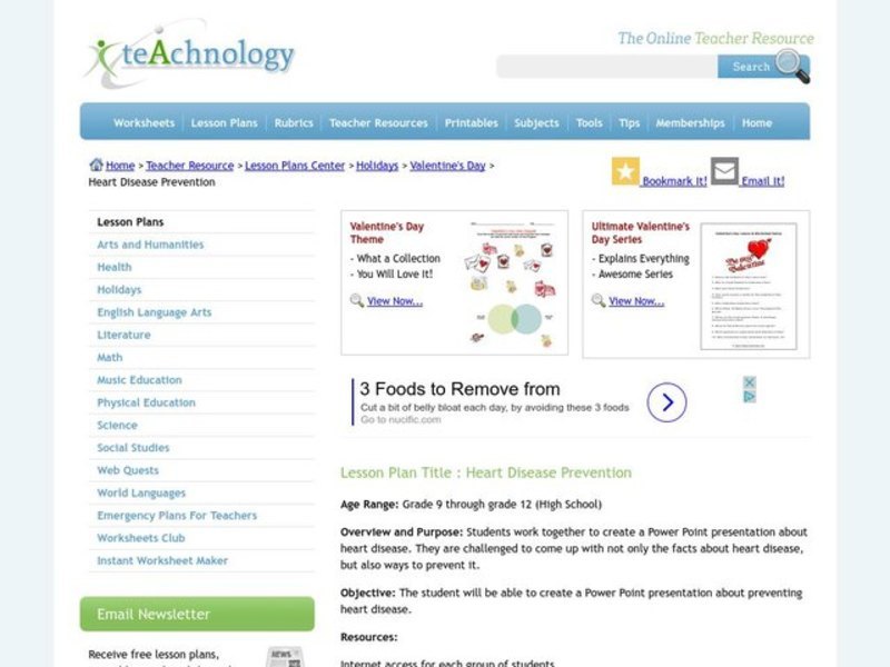 Heart Disease Prevention Lesson Plan