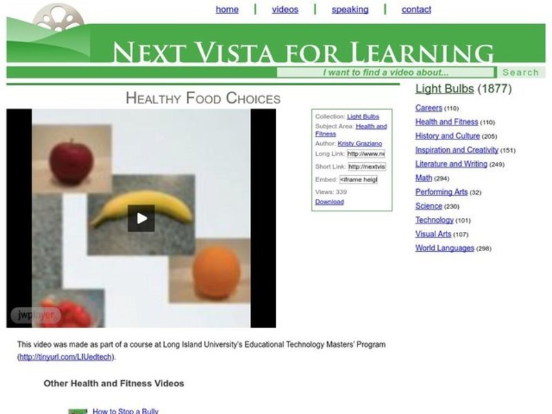 Healthy Food Choices Instructional Video