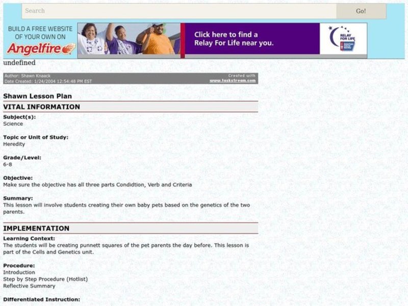 Heredity Lesson Plan