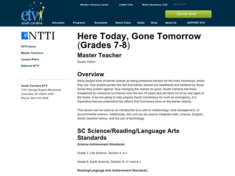Here Today, Gone Tomorrow Lesson Plan