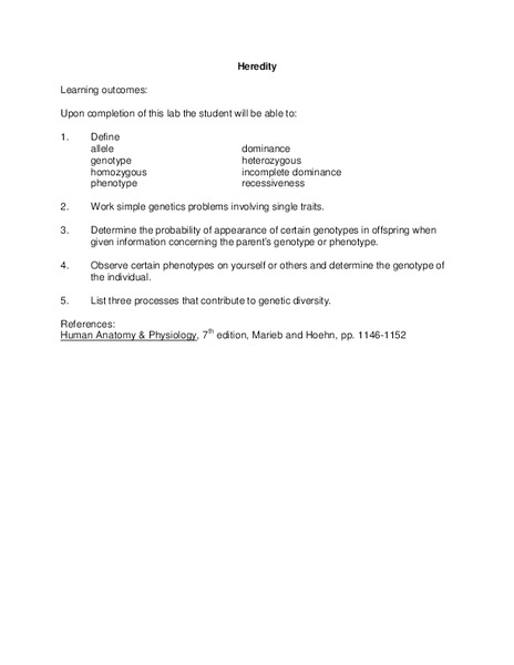 Heredity Lesson Plan