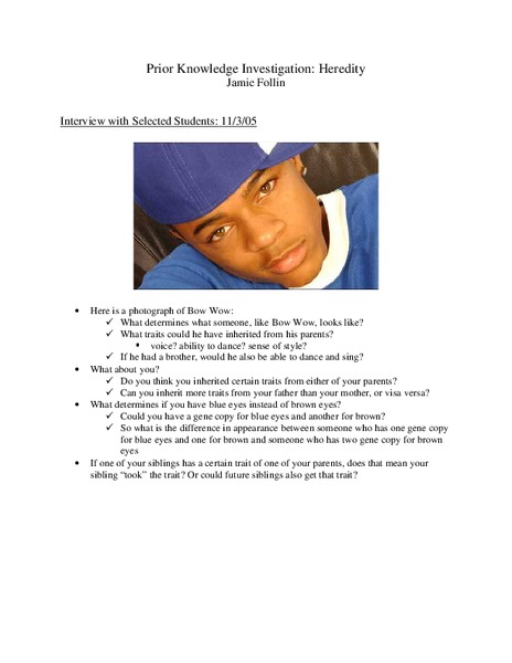 Heredity Lesson Plan