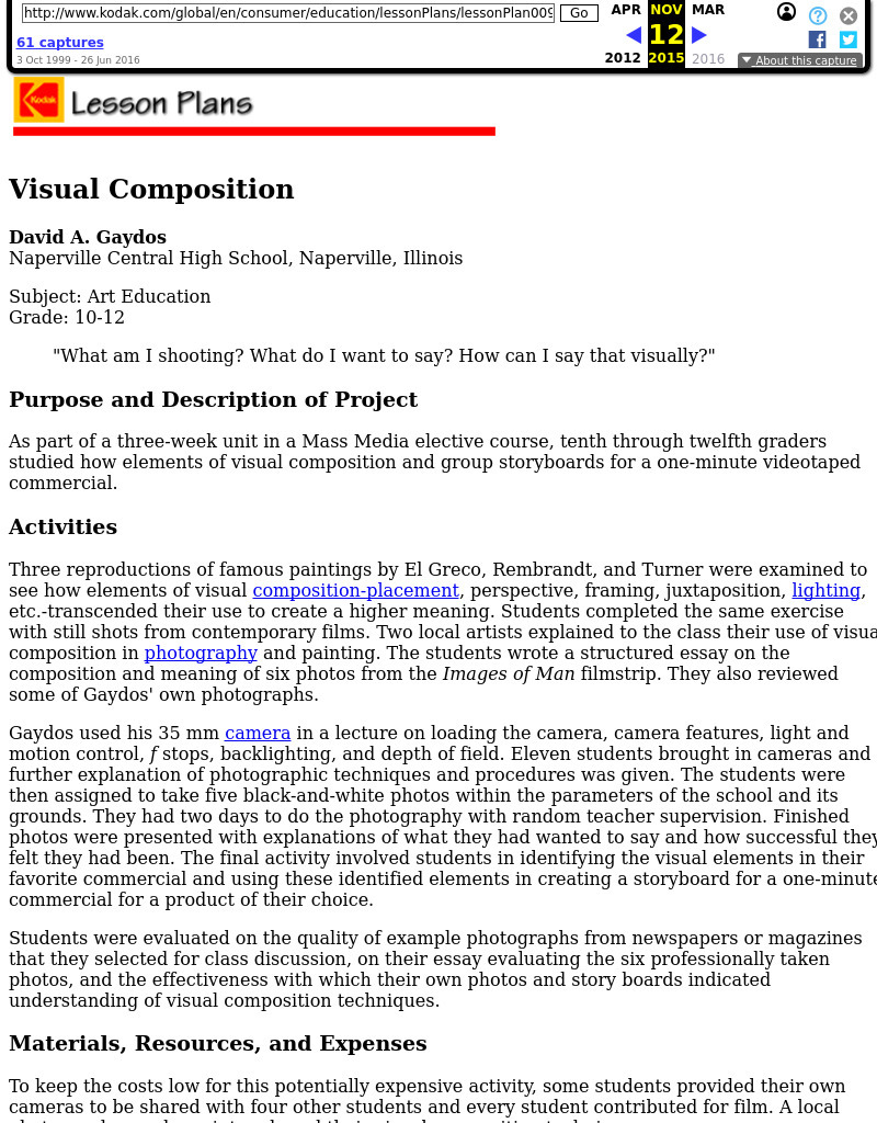 Visual Composition Lesson Plan