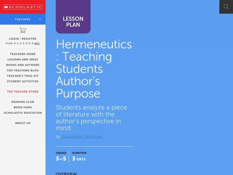 Hermeneutics: Teaching Students Author's Purpose Lesson Plan