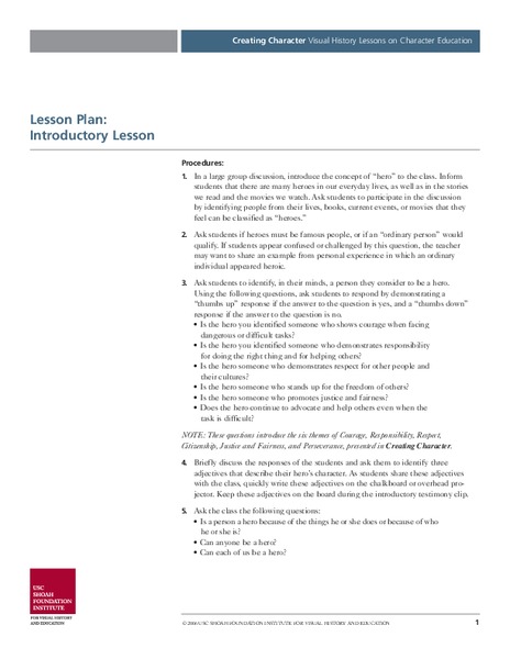 Heroes Lesson Plan