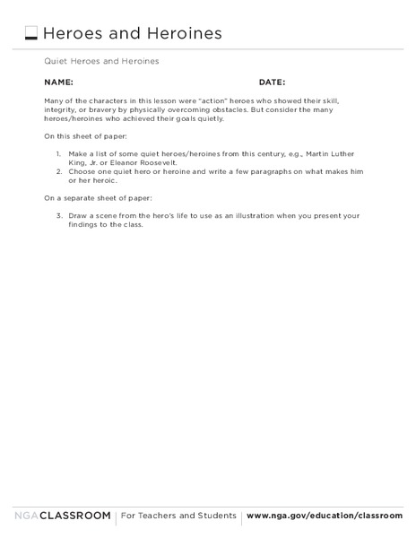 Heroes and Heroines Worksheet