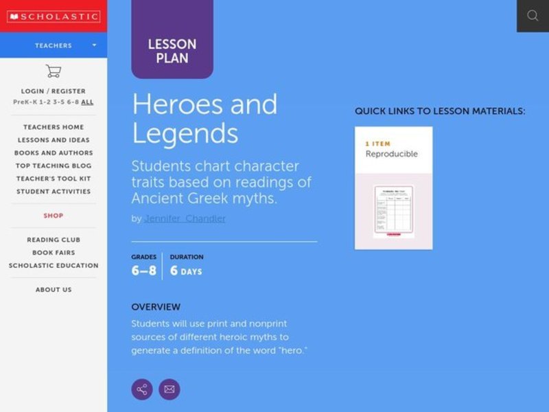 Heroes and Legends Lesson Plan