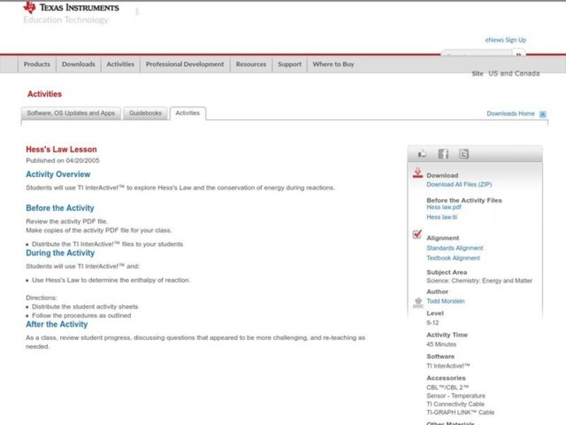 Hess's Law Lesson Plan