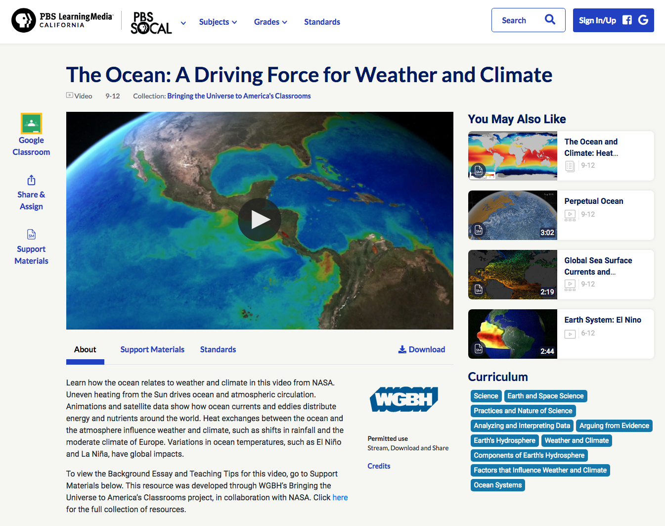 The Ocean: A Driving Force for Weather and Climate Instructional Video