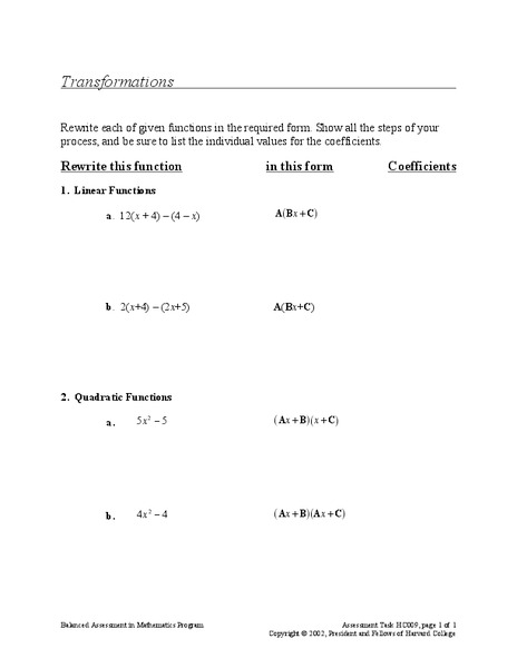Transformations-Diagnostic Assessment