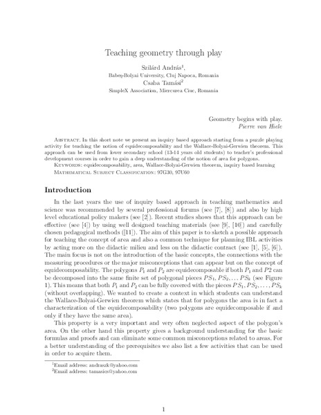 Teaching Geometry Through Play Lesson Plan