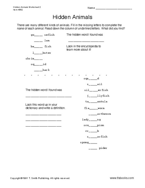 Hidden Animals Worksheet