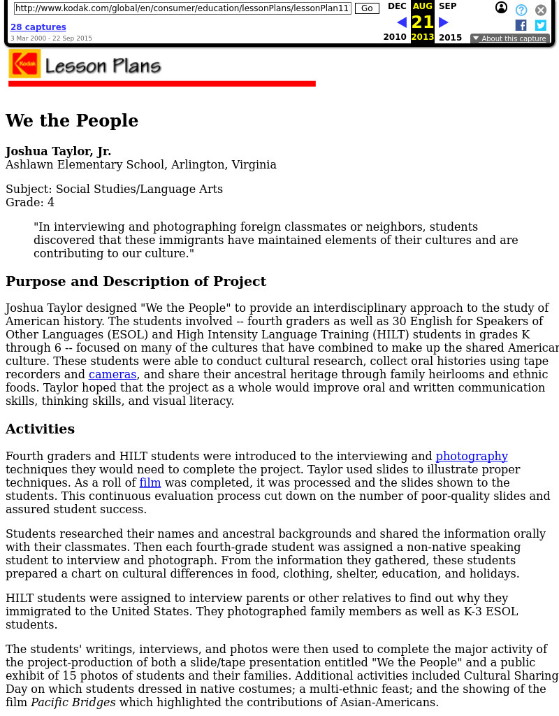 We the People  (Cultural Research) Lesson Plan