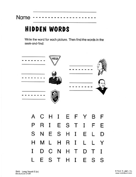 Hidden Words Worksheet