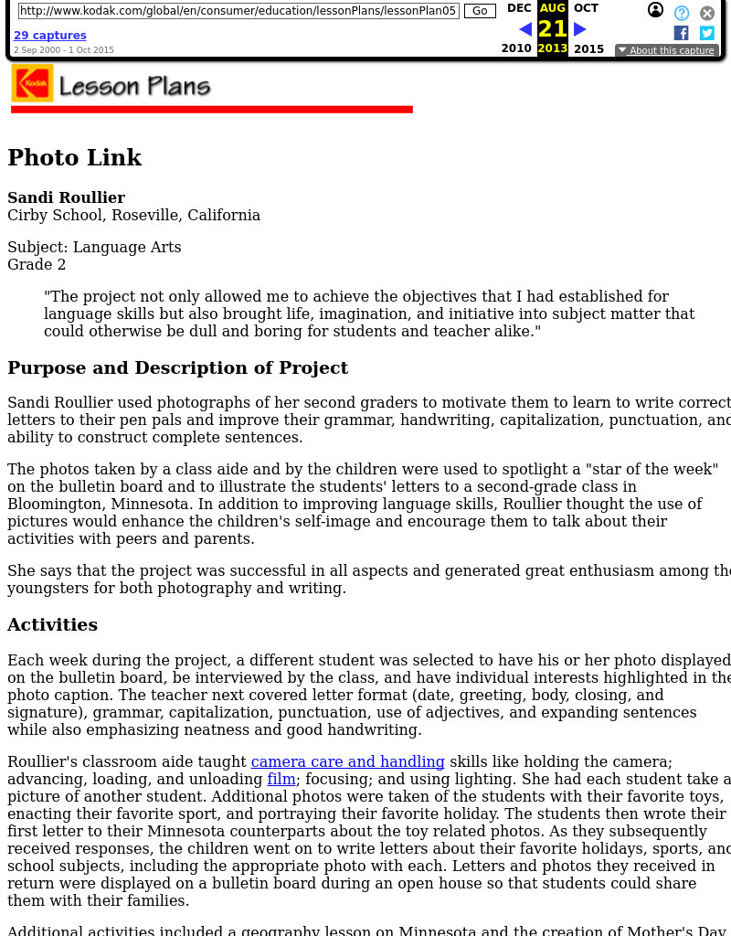 Photo Link Lesson Plan