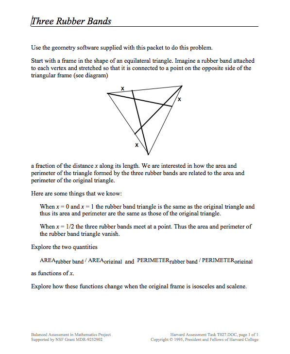 Three Rubber Bands Assessment