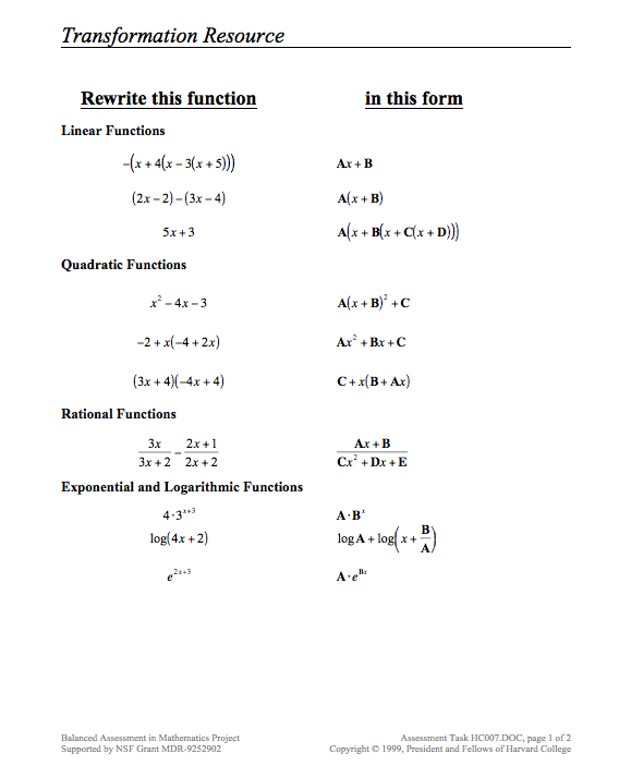 Transformations Resource Assessment