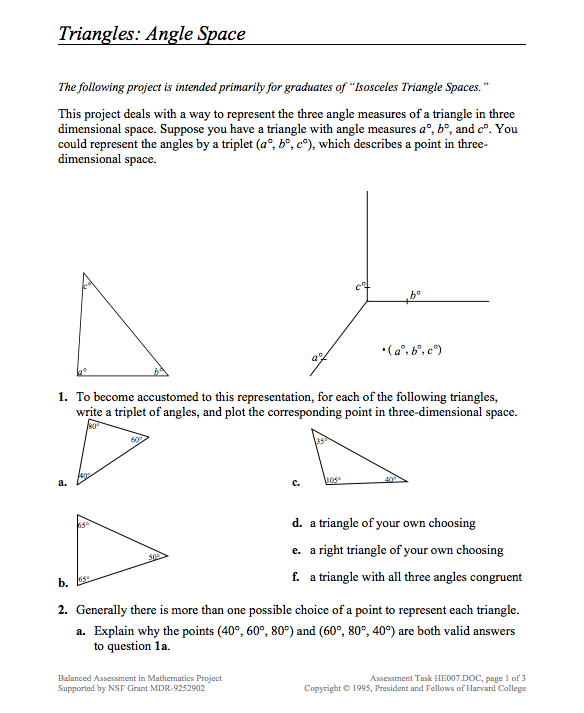 Triangles: Angle Space Assessment