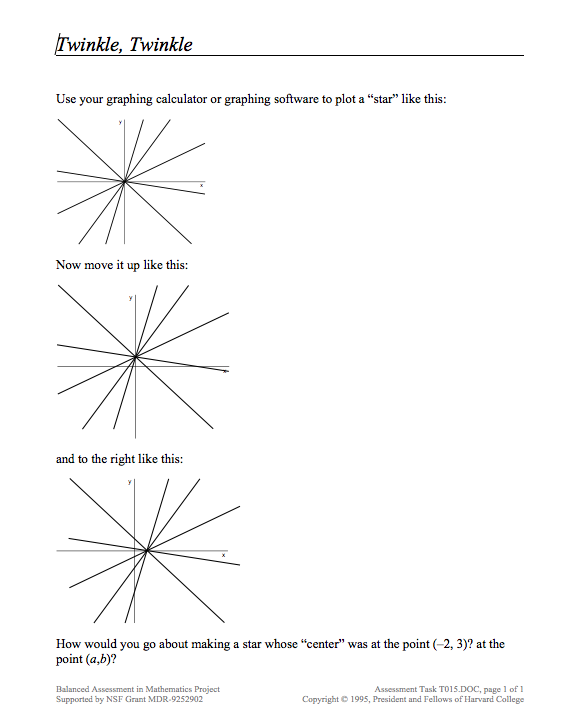 Twinkle, Twinkle Assessment