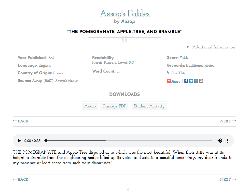 The Pomegranate, Apple-Tree, and Bramble Audio