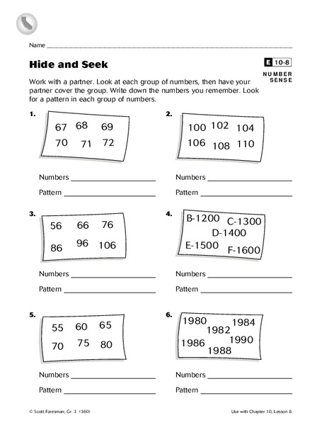 Hide and Seek Worksheet