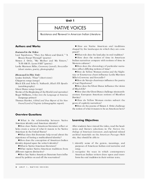 Native Voices Unit Plan