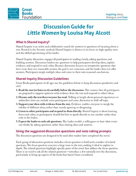 Discussion Guide for Little Women Activity